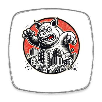 Die Rückkehr des lustigen Monster-Schwein - Viereckiger Kühlschrankmagnet - Weiß - Vorne