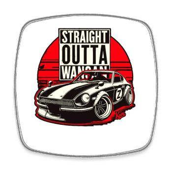 Tout droit venu de Wangan : Z Teufel Auto JDM Racing Car - Magnet carré - blanc - Devant