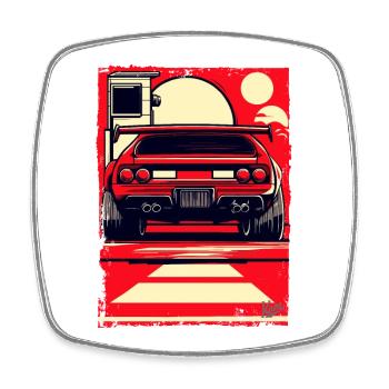 Sports car - Square fridge magnet - white - Front