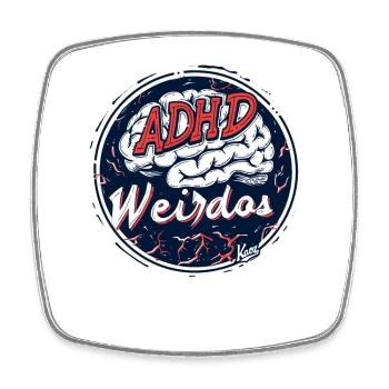 ADHS Gehirn Freaks - Viereckiger Kühlschrankmagnet - Weiß - Vorne