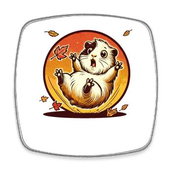 Hamster with Autumn Leaves - Square fridge magnet - white - Front