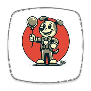 Chic Dressed Dog with a Balloon - Square fridge magnet - white - Front