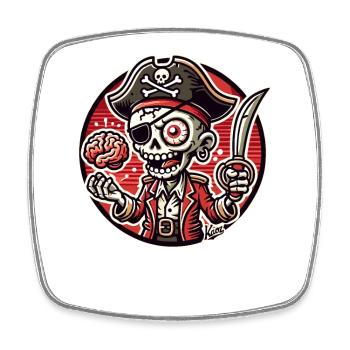 Piraten-Totenkopf-Mann mit Gehirn - Viereckiger Kühlschrankmagnet - Weiß - Vorne