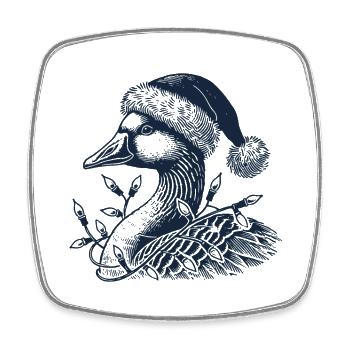 Weihnachtliche Gans Mit Lichterkette Tollpatsch - Viereckiger Kühlschrankmagnet - Weiß - Vorne