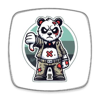 Abgenutzter Zombie-Panda mit Daumen runter - Viereckiger Kühlschrankmagnet - Weiß - Vorne