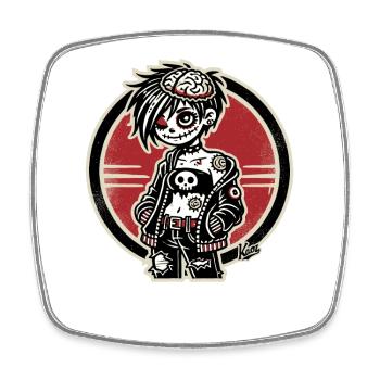 Cooles Emo-Zombie-Mädchen - Viereckiger Kühlschrankmagnet - Weiß - Vorne