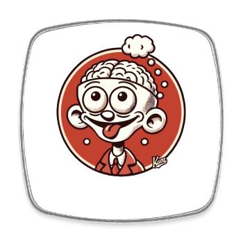Drôle de gars avec un cerveau exposé - Magnet carré - blanc - Devant