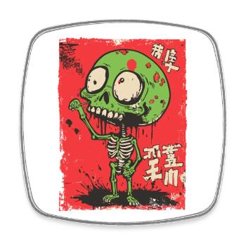 Mignon squelette de zombie vert - Magnet carré - blanc - Devant