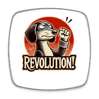 Révolution spirituelle et teckel poing levé - Magnet carré - blanc - Devant