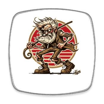 cool bad mood grandpa - Square fridge magnet - white - Front