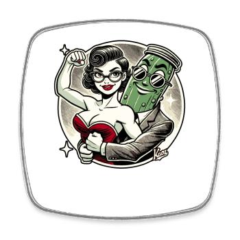 Femme amoureuse du grand homme concombre - Magnet carré - blanc - Devant