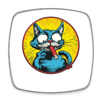 Cool Blue Antihero Cat - Square fridge magnet - white - Front