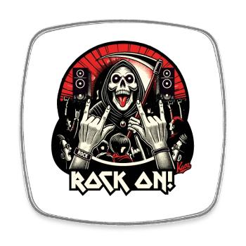 Sensenmann Rock-Musik-Konzert: Rock On! - Viereckiger Kühlschrankmagnet - Weiß - Vorne