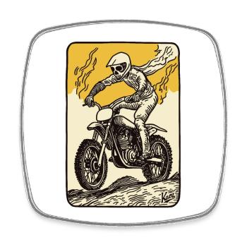 Tarot-Karte: Der Motocross Fahrer - Viereckiger Kühlschrankmagnet - Weiß - Vorne