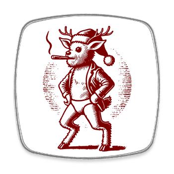 Party Reindeer With Cigar Vintage Look - Square fridge magnet - white - Front