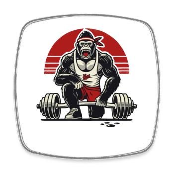 Gorille du fitness en haltérophilie - Magnet carré - blanc - Devant