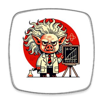 Genie Albert Schweinstein Schwein Wissenschaftler - Viereckiger Kühlschrankmagnet - Weiß - Vorne