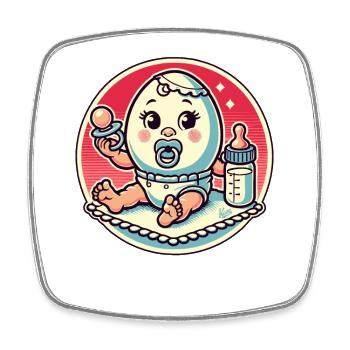 Oeuf pour bébé avec sucette et biberon - Magnet carré - blanc - Devant