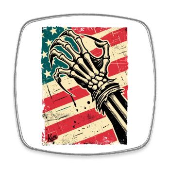 USA flag and claw of the American Nightmare - Square fridge magnet - white - Front