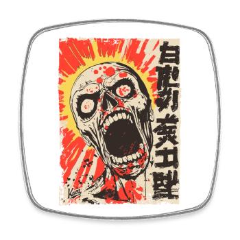 Crâne japonais hurlant - Magnet carré - blanc - Devant