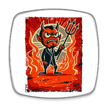 Petit Satan en colère gérant de l’enfer - Magnet carré - blanc - Devant