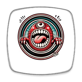 Verrücktes Lustiges Monster Cyclops - Viereckiger Kühlschrankmagnet - Weiß - Vorne