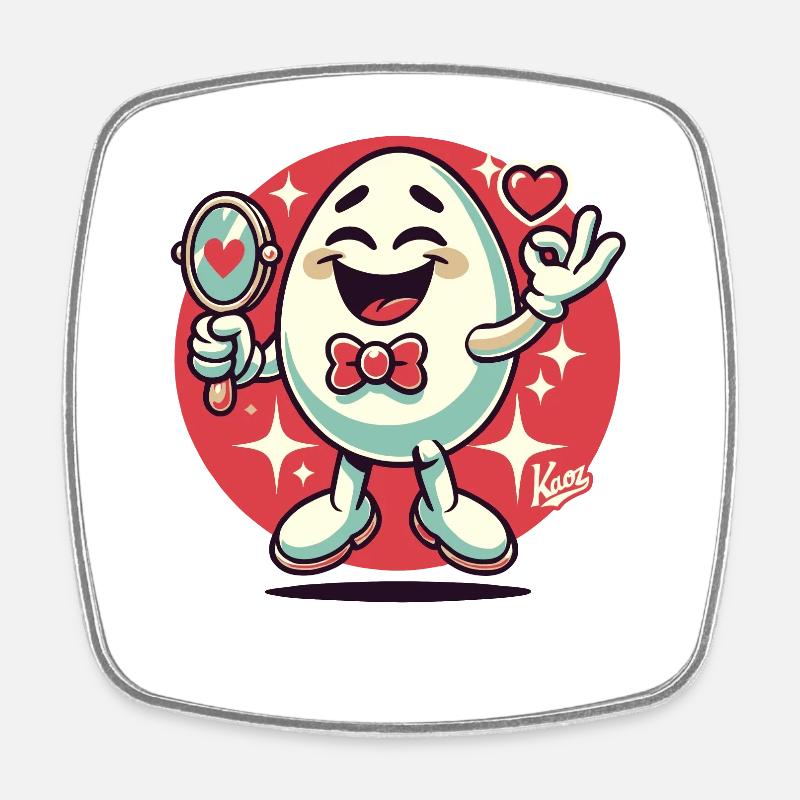 Experience of self-love, a happy egg - Square fridge magnet - white