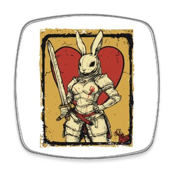 Warrior Bunny with Love - Square fridge magnet - white - Front
