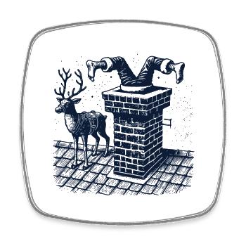 Merry Christmas is in the chimney - Square fridge magnet - white - Front