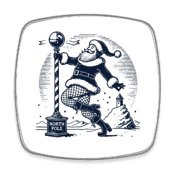Lustiger Weihnachtsmann Pole Dance Spaß - Viereckiger Kühlschrankmagnet - Weiß - Vorne