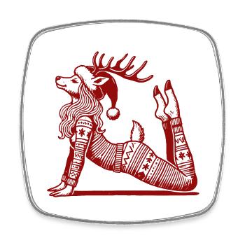 Relaxing Yoga Reindeer Christmas - Square fridge magnet - white - Front