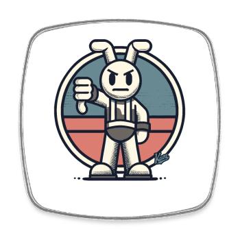 Critical hare, thumbs down - Square fridge magnet - white - Front