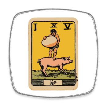 Carte de tarot enfant avec oeuf sur cochon - Magnet carré - blanc - Devant