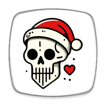 Christmas Skull Skull - Square fridge magnet - white - Front