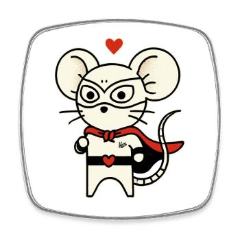 Mouse Hero of Love - Square fridge magnet - white - Front
