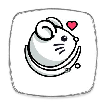 Amour Cœur et Souris - Magnet carré - blanc - Devant