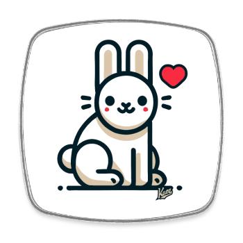 Love Heart Bunny - Square fridge magnet - white - Front