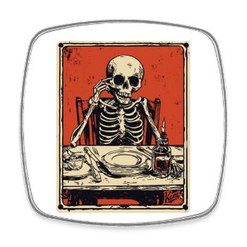 Bon Appetit Squelette - Magnet carré - blanc - Devant