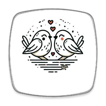 Liebesvögel mit Herz, verliebte Vögel der Liebe - Viereckiger Kühlschrankmagnet - Weiß - Vorne