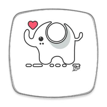 Kleiner süßer Elefant mit Liebe und Herz - Viereckiger Kühlschrankmagnet - Weiß - Vorne