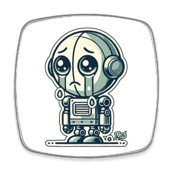 Alles wird gut, kleiner trauriger Roboter - Viereckiger Kühlschrankmagnet - Weiß - Vorne