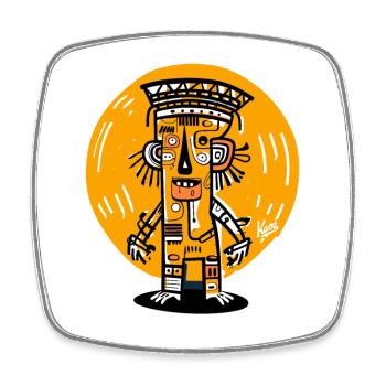 Abstract Cartoon Mayan Inca Graffiti - Square fridge magnet - white - Front