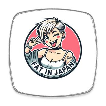 Fille de dessin animé coquine : grosse au Japon - Magnet carré - blanc - Devant