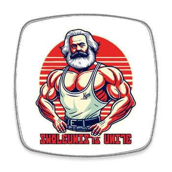 Les swoleunistes s’unissent, les bodybuilders de gym Marx - Magnet carré - blanc - Devant