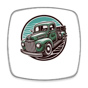Vintage Retro Oldtimer Pickup Truck - Viereckiger Kühlschrankmagnet - Weiß - Vorne
