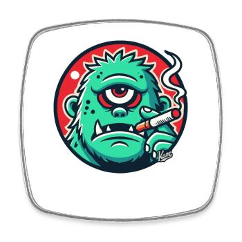 Cool Green Monster Guy - Square fridge magnet - white - Front