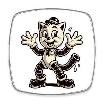 Retro Classic Rubberhose Cat - Viereckiger Kühlschrankmagnet - Weiß - Vorne