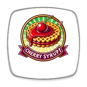 Waffles with cherry and syrup - Square fridge magnet - white - Front