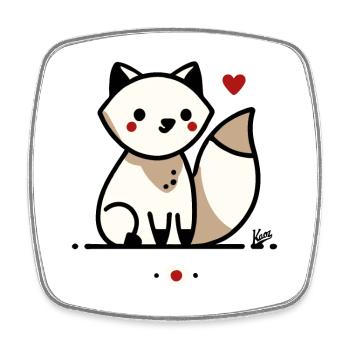 Süßer Fuchs mit Liebe und Herz - Viereckiger Kühlschrankmagnet - Weiß - Vorne