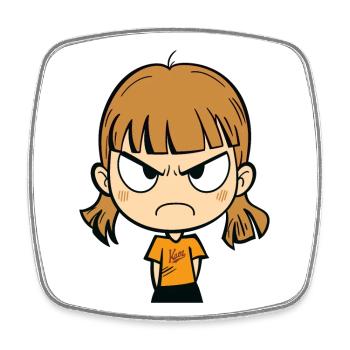 Angry cartoon girl - Square fridge magnet - white - Front